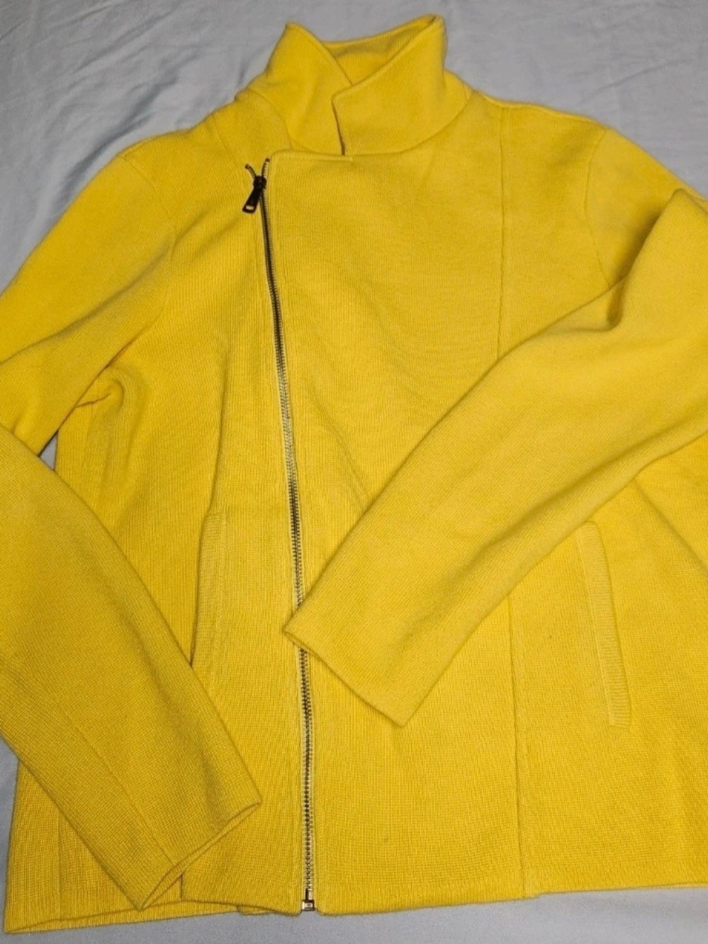 Ralph Lauren Bright Yellow Asymmetrical Zip Pea Coat